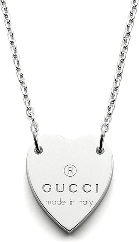 gucci silver gucci necklace|Gucci trademark heart silver necklace.